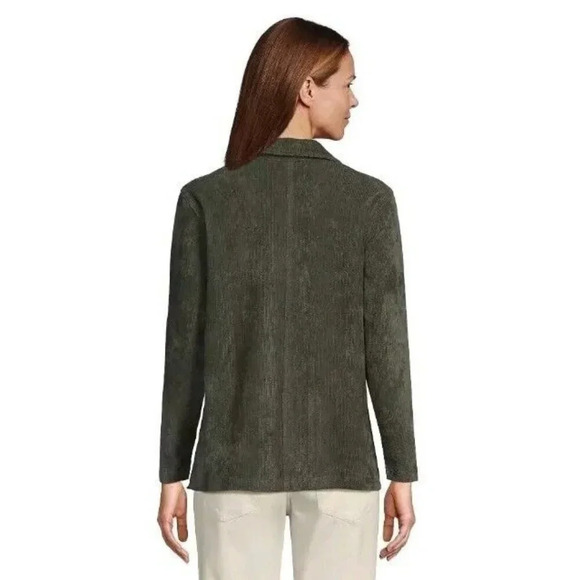 Lands End Corduroy Sport Chore Jacket Olive Green Button Down Size Medium - Picture 2 of 9